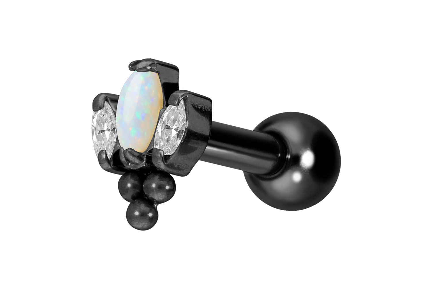 Titan Ohrpiercing mit Innengewinde LOTUSBLÜTE + 3 KUGELN